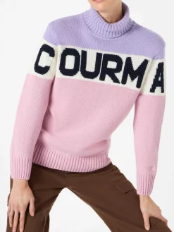 Rollkragenpullover für Damen mit Courma-Schriftzug