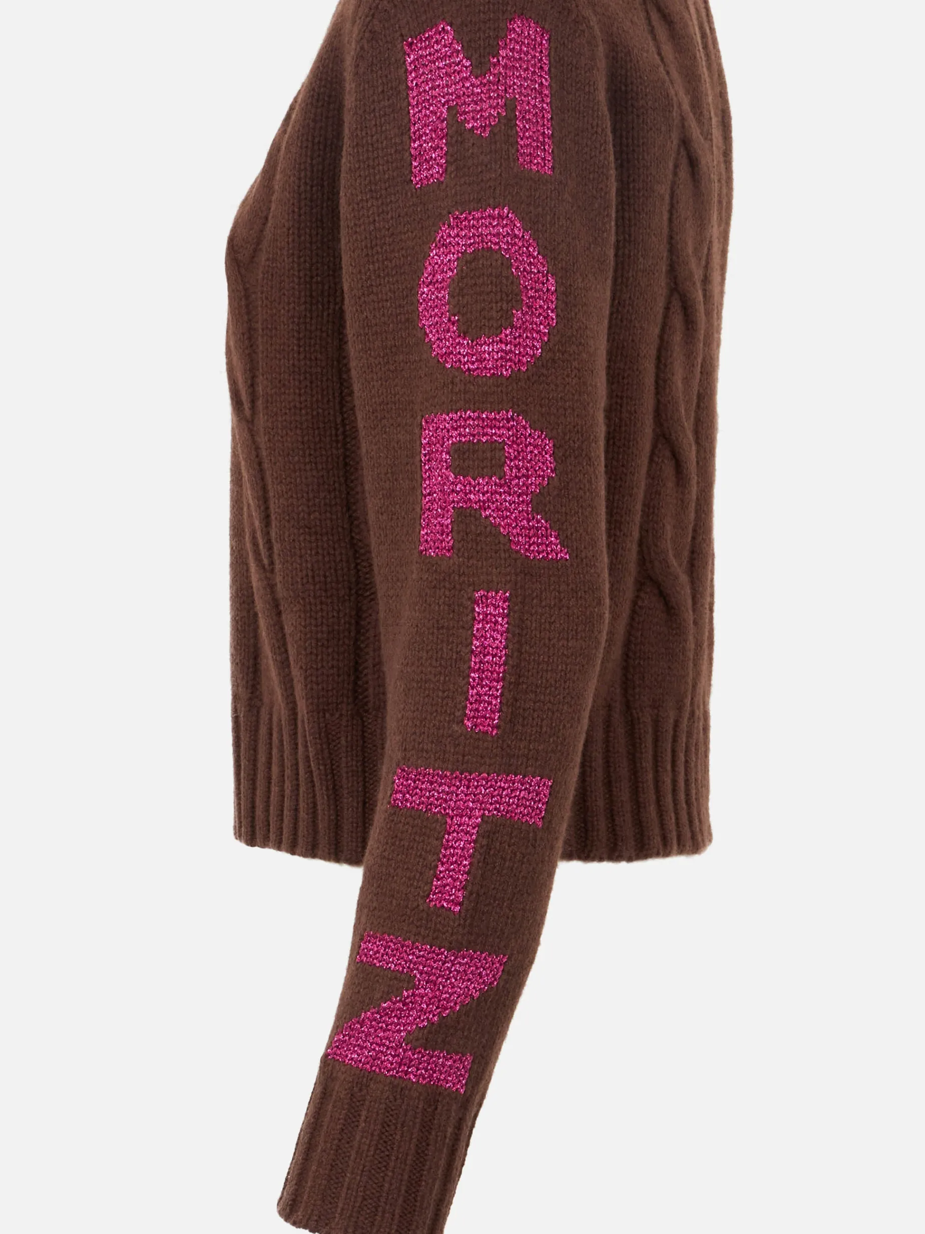 Rollkragenpullover für Damen mit Zopfmuster und Saint-Moritz-Jacquard-Print