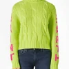 Rollkragenpullover mit geflochtenem Rollkragenpullover für Damen in Neongelb