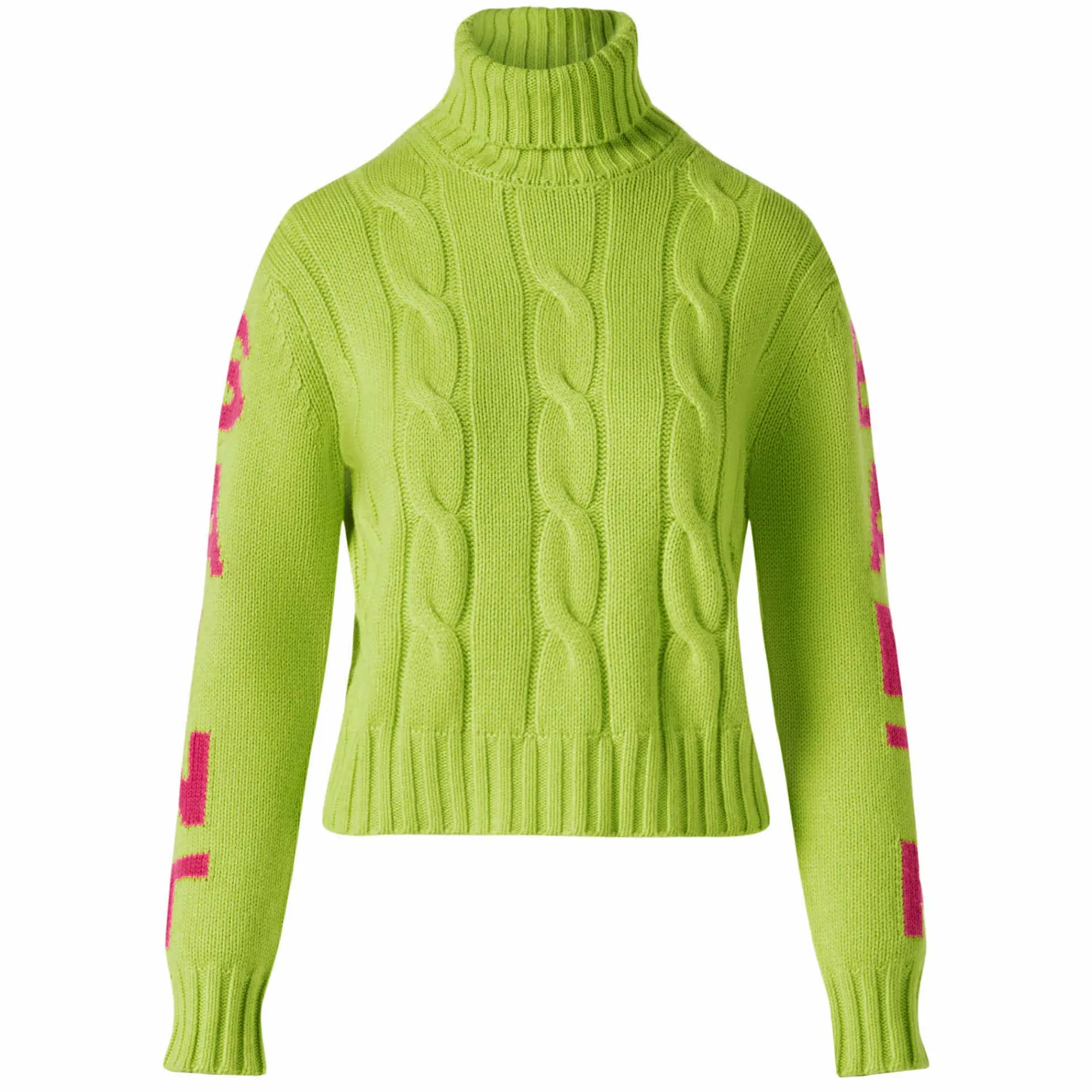 Rollkragenpullover mit geflochtenem Rollkragenpullover für Damen in Neongelb