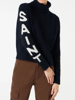Rollkragenpullover mit Zopfmuster von Saint Barth