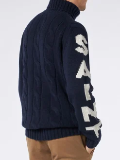 Rollkragenpullover mit Zopfmuster von Saint Barth