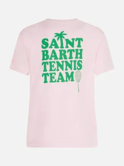 Rosa Baumwoll-T-Shirt mit Aufdruck „St. Barth Tennis Team“