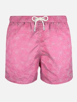 Rosa bestickte Badeshorts
