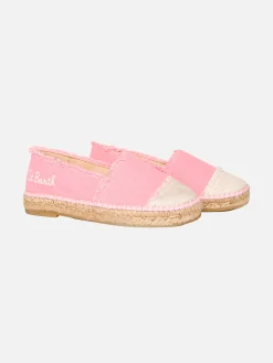 Rosa Canvas-Espadrillas mit Stickerei