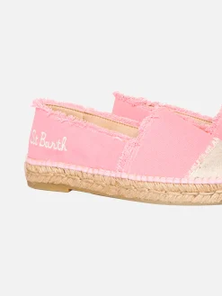 Rosa Canvas-Espadrillas mit Stickerei