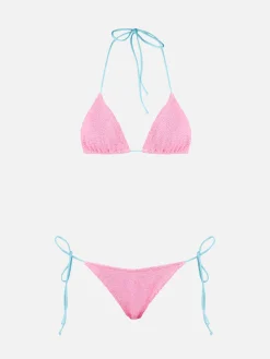 Rosa Crinkle-Triangel-Bikini für Damen | MELISSA SATTA SONDEREDITION