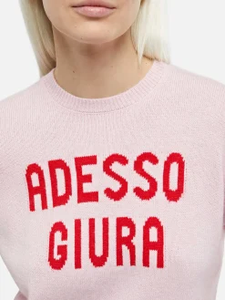 Rosa Damenpullover „New Queen“ mit Adesso Giura-Aufdruck
