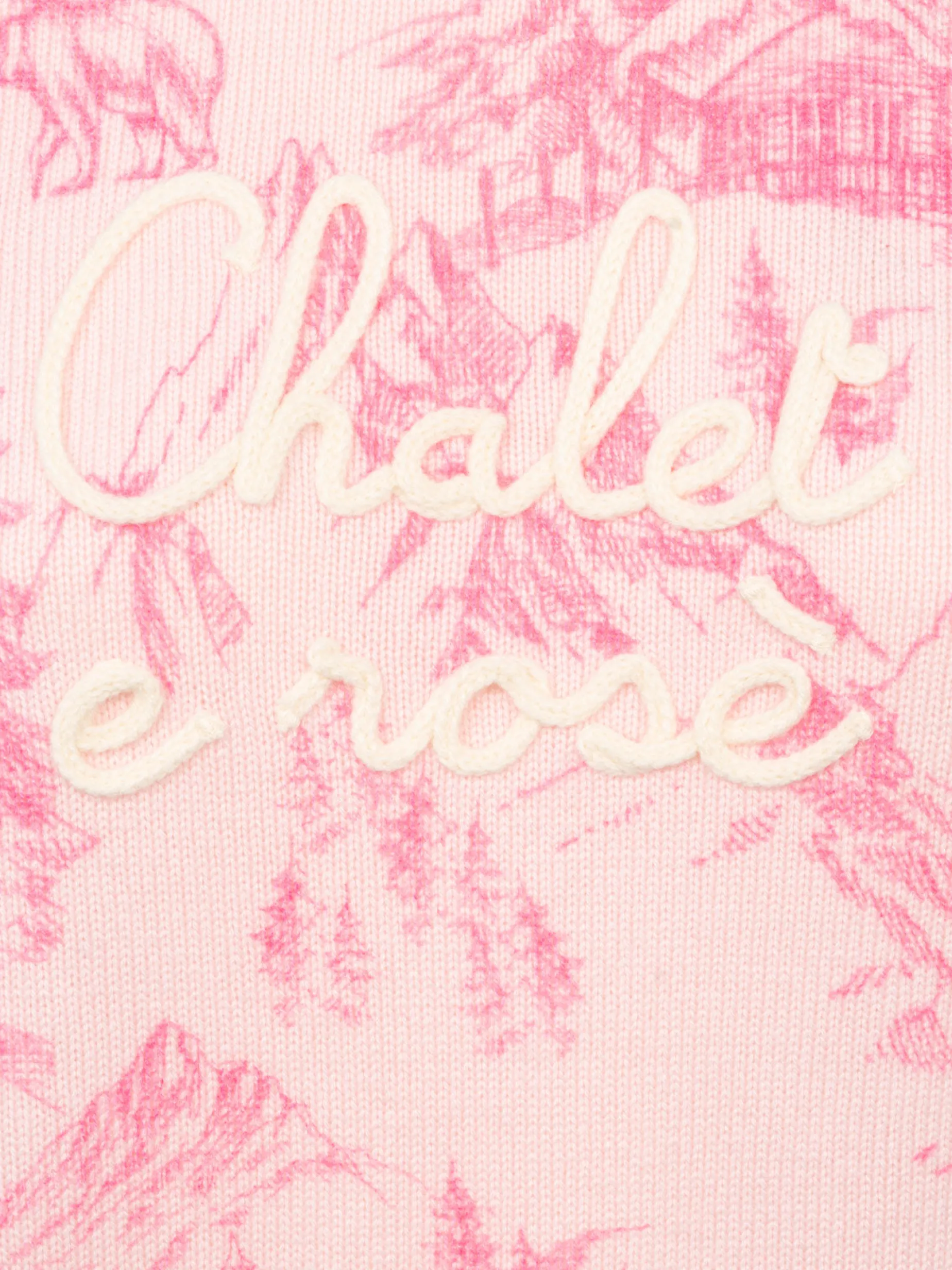 Rosa Damenpullover New Queen mit Toile de Jouy-Druck und Chalet e Rosè-Stickerei