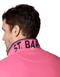 Rosa Fluo-Piquet-Poloshirt mit St. Barth-Karologo