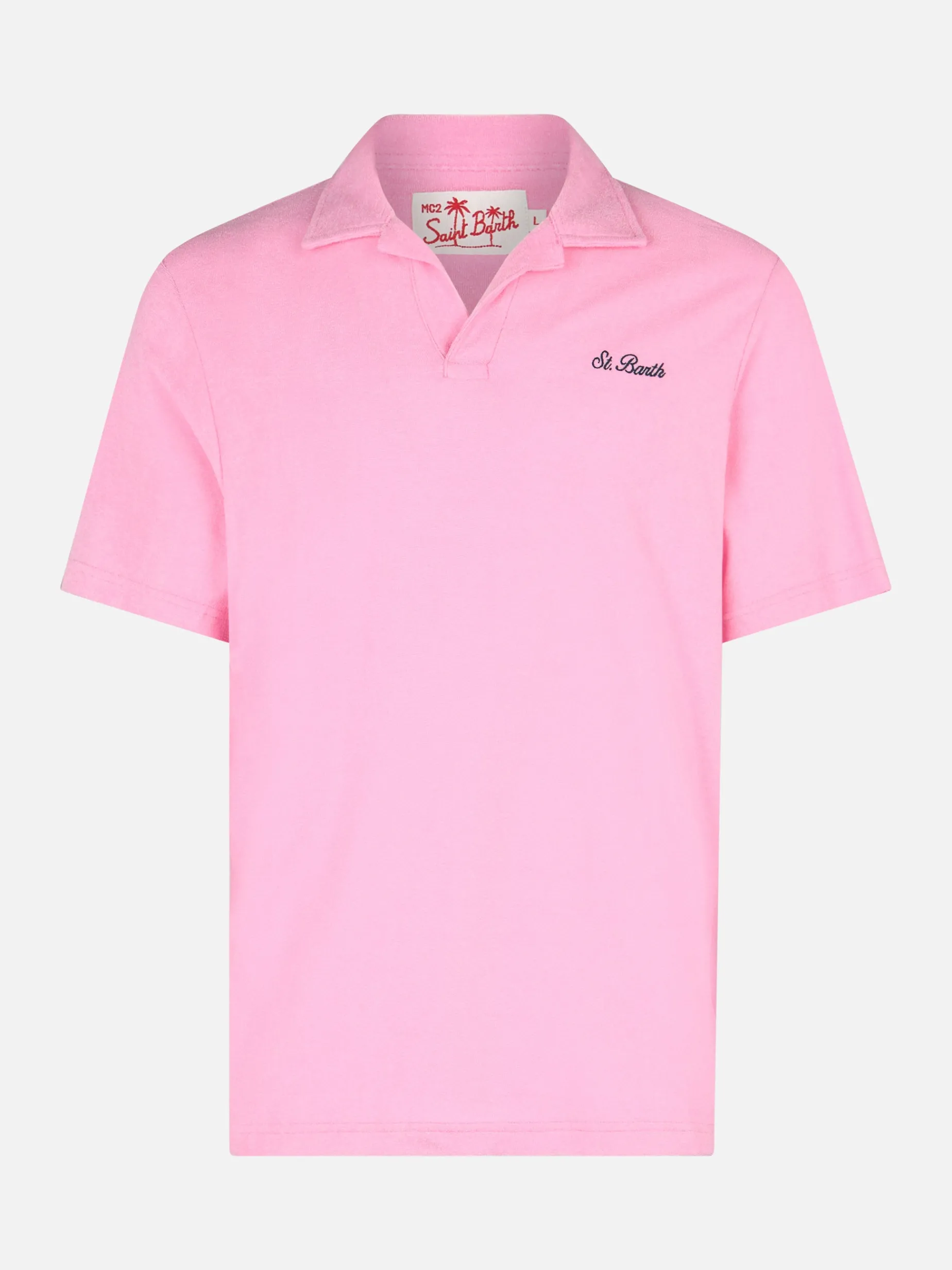Rosa Frottee-Poloshirt für Herren Jeremy