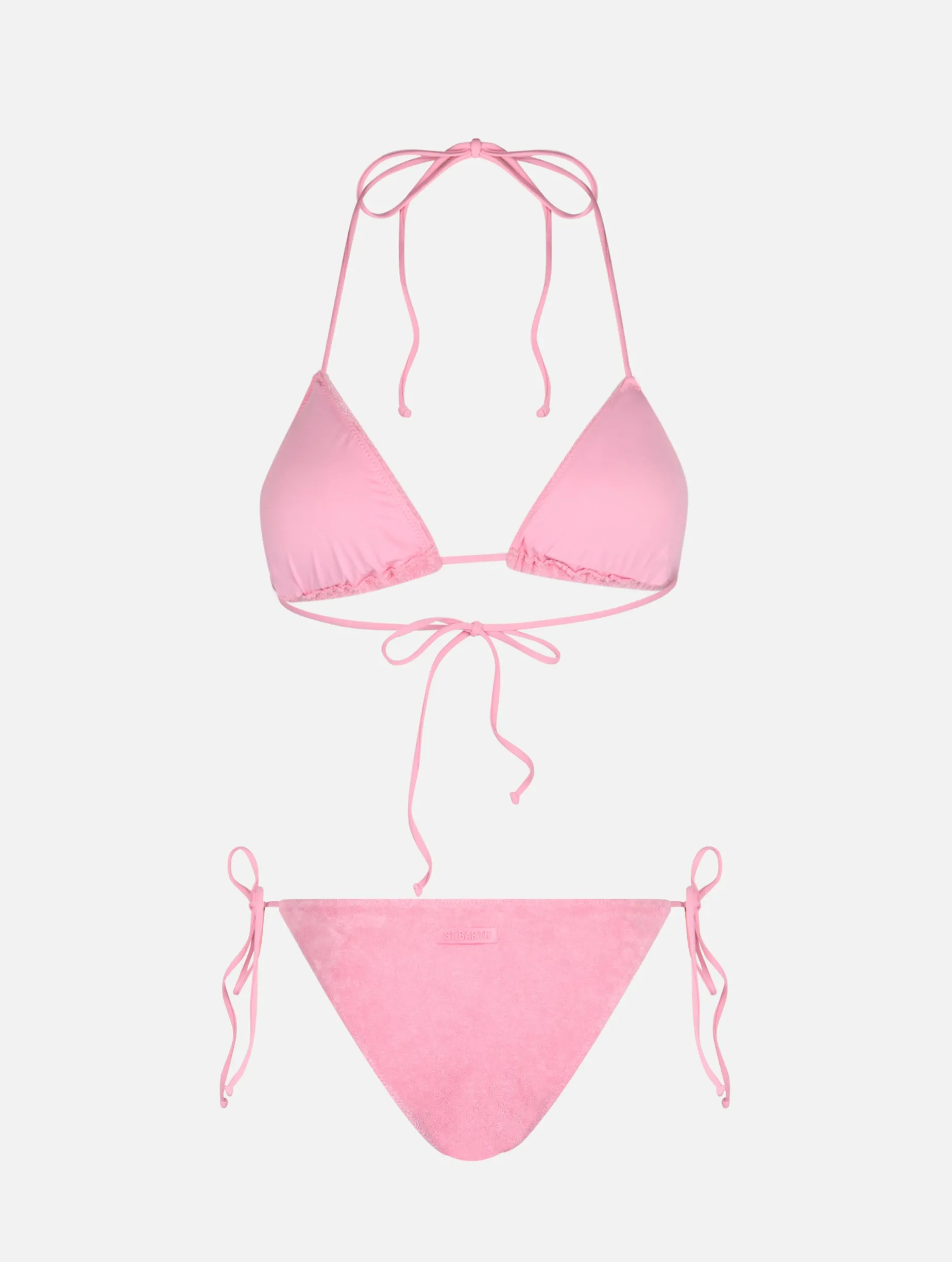 Rosa Frottee-Triangel-Bikini für Damen Leah Virgo
