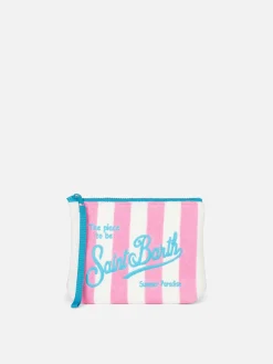 Rosa gestreifte Frottee-Pochette Aline
