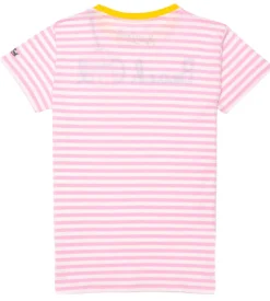 Rosa gestreiftes Damen-T-Shirt mit Beach Girl-Stickerei