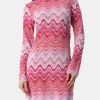 Rosa kurzes Damen-Raschel-Strickkleid Imany
