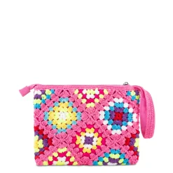 Rosa Parisienne-Häkelclutch mit Saint-Barth-Stickerei