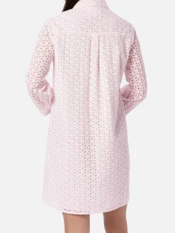 Rosa Sangallo-Hemd-Minikleid für Damen