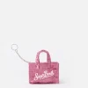Rosa Schlüsselanhänger aus Chenillestoff mit Logo-Stickerei