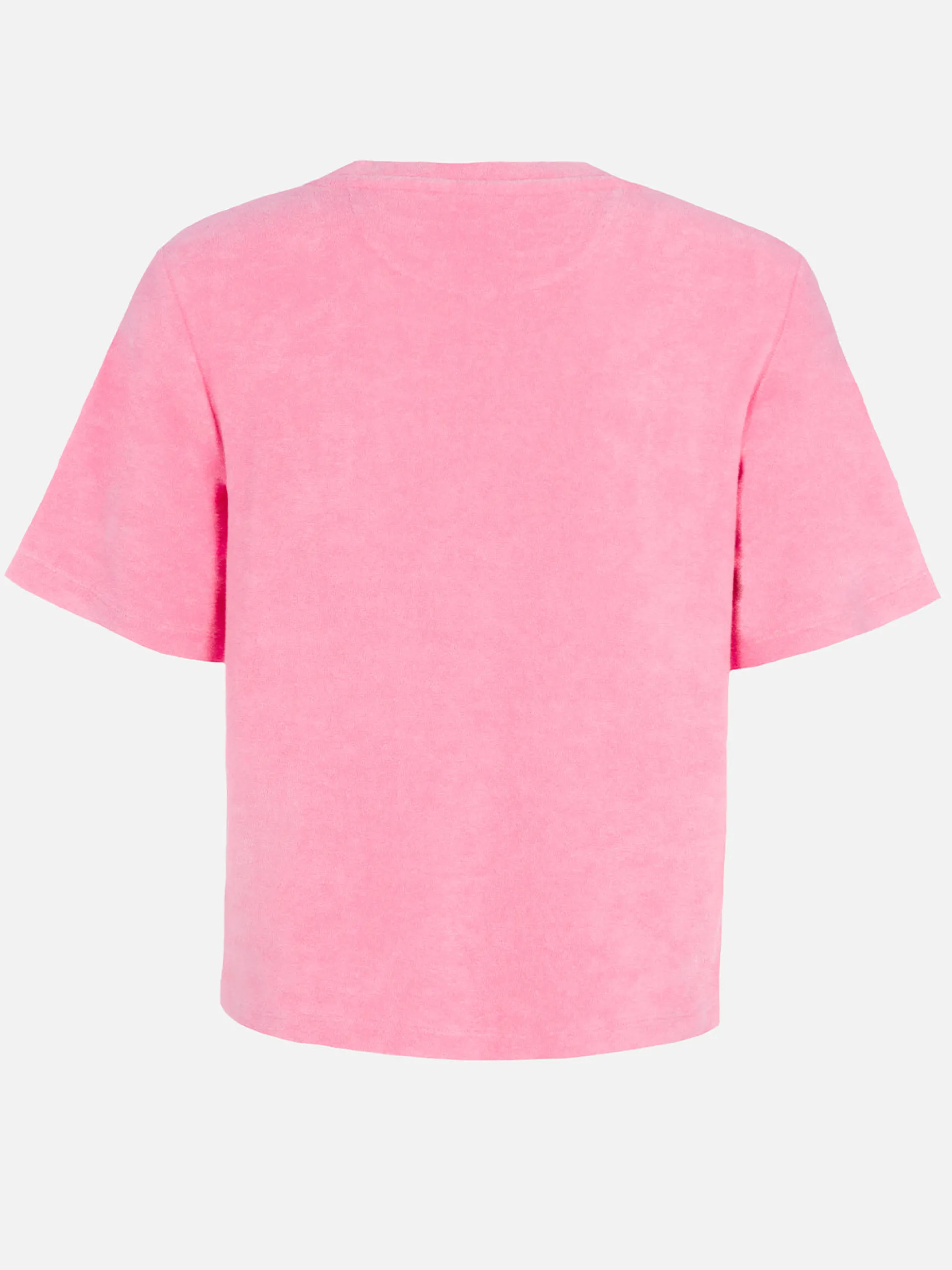 Rosa T-Shirt mit Rundhalsausschnitt aus Frottee-Baumwolle für Damen Aleja