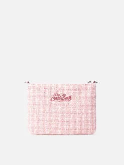 Rosa Tweed-Beutel „Parisienne“ mit Kette