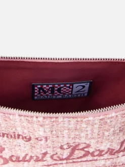 Rosa Tweed-Beutel „Parisienne“ mit Kette