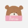 Rosa und braune Mütze „Zaya“ für Mädchen in Bärenform
