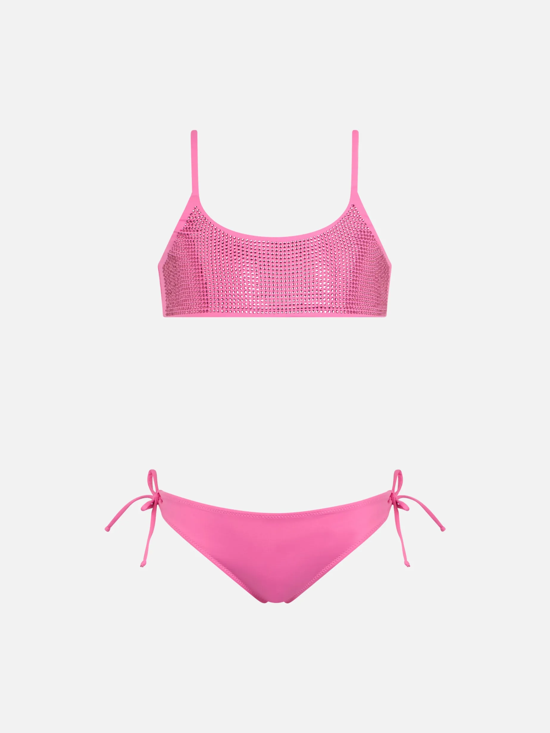Rosafarbener Bralette-Bikini Jaiden für Mädchen mit Strass