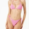 Rosafarbener Crinkle-Triangel-Bikini für Damen
