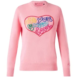 Rosafarbener Damenpullover Alles, was Sie brauchen, ist Liebesstickerei