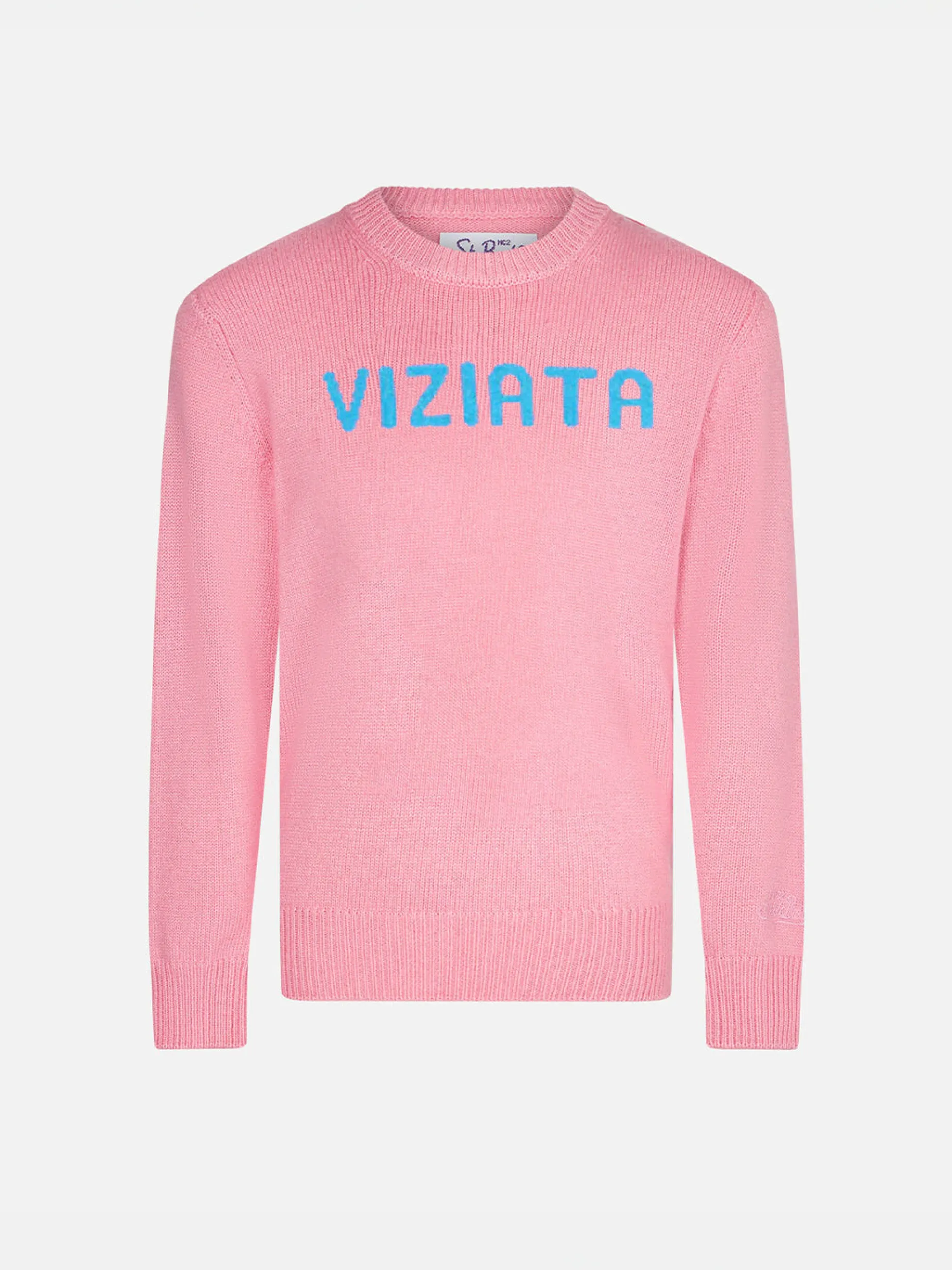 Rosafarbener Mädchenpullover mit Viziata-Aufdruck