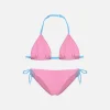 Rosafarbener Mädchen-Triangel-Bikini mit Paspelierung