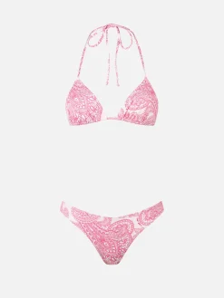 Rosafarbener Paisley-Triangel-Bikini für Damen Leah Lido