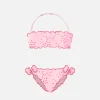 Rosafarbener Sangallo-Bandeau-Bikini für Mädchen