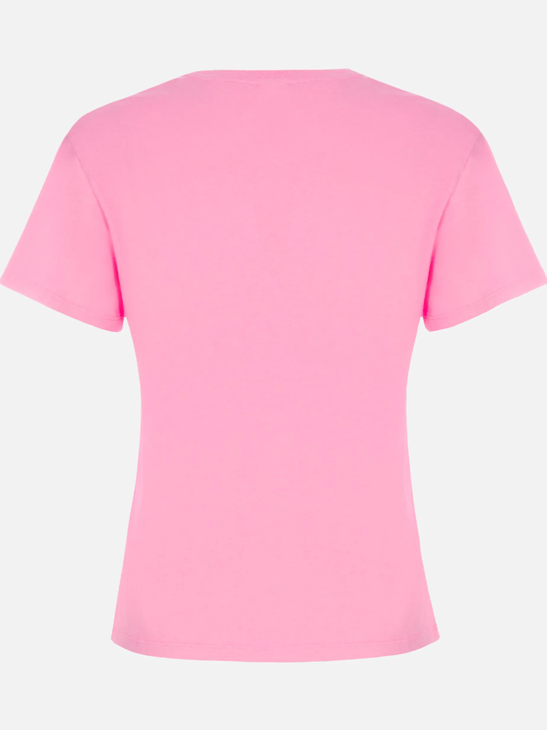 Rosafarbenes Rundhals-T-Shirt Emilie aus Baumwolljersey für Damen