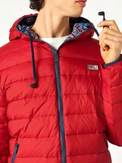Rote Daunenjacke mit doppeltem Gesicht für Herren