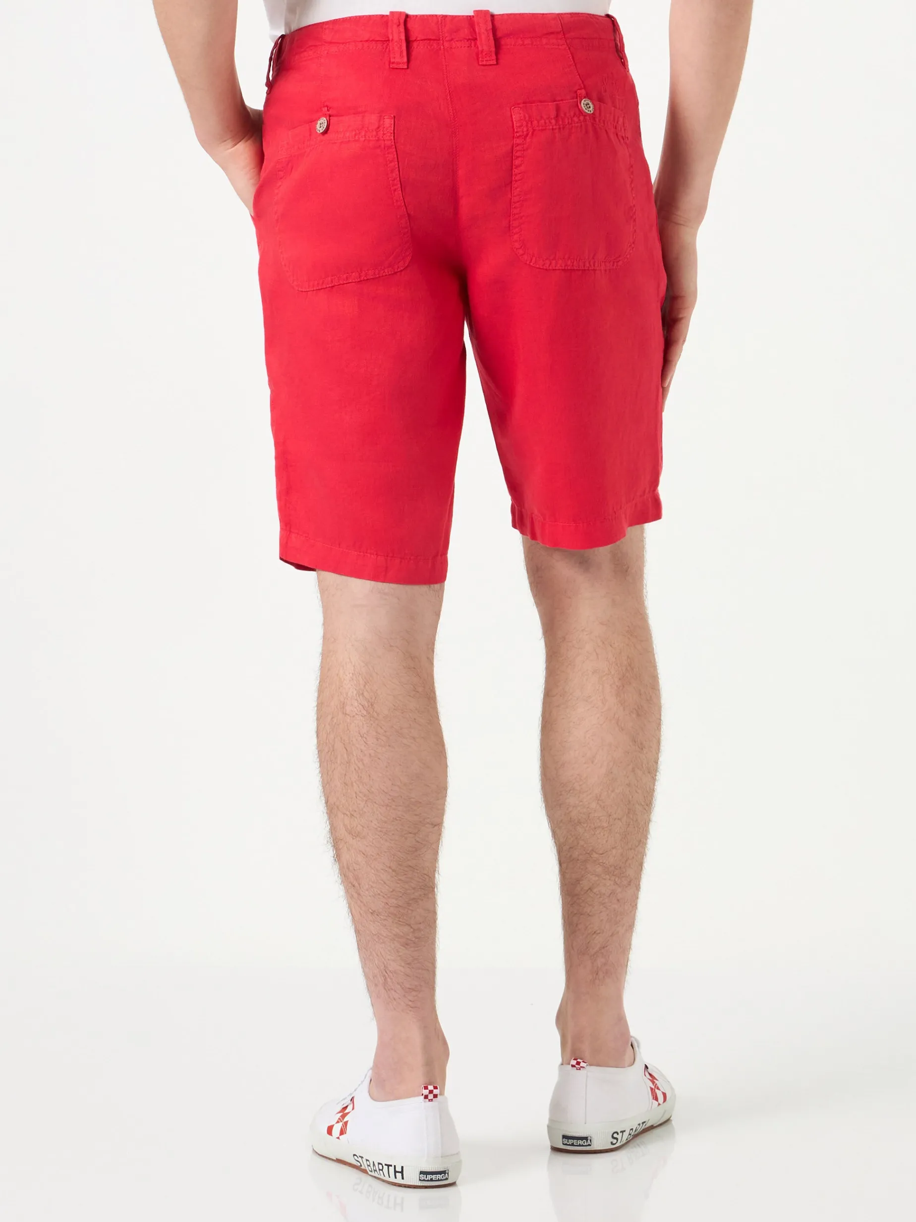 Rote Leinen-Bermuda-Shorts