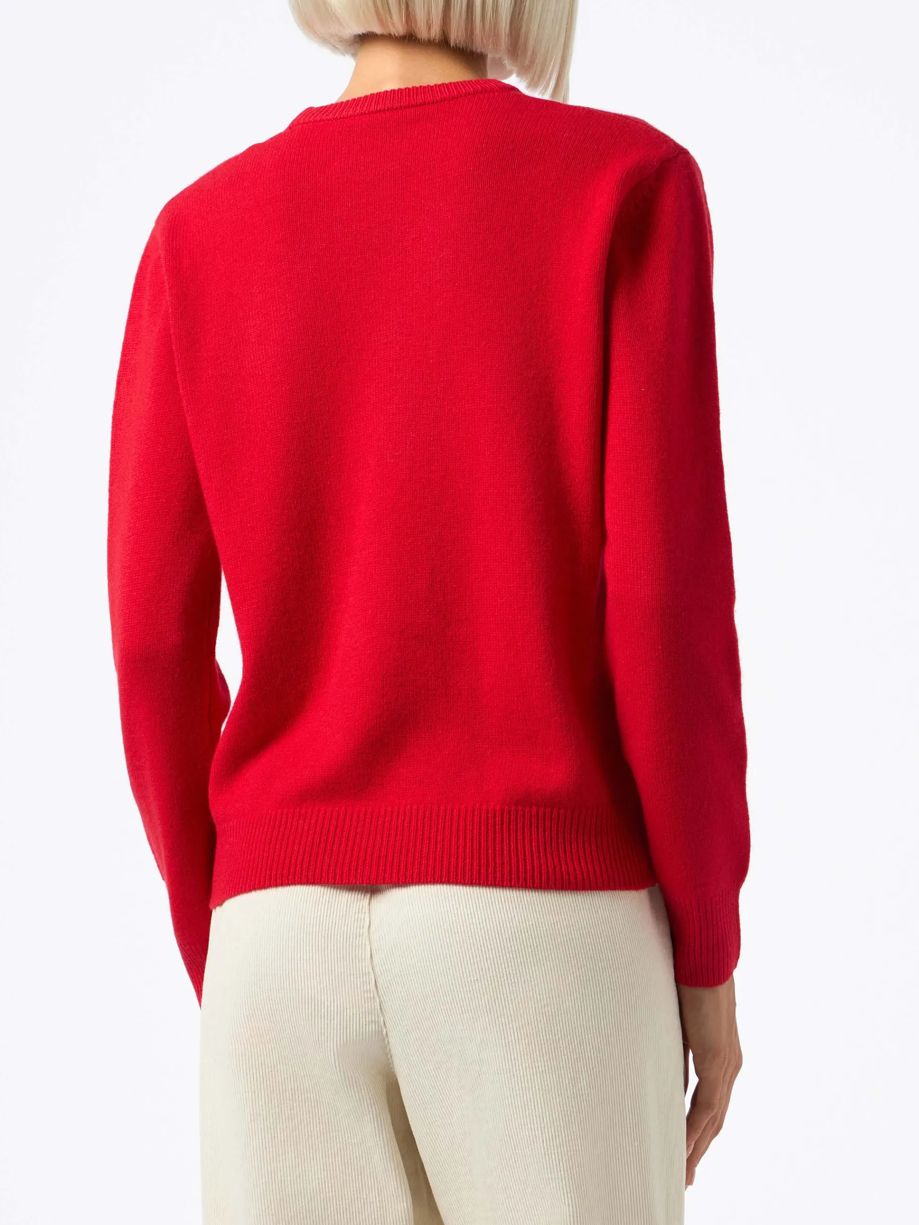 Roter Damenpullover New Queen mit fröhlichem Peanuts-Print | SNOOPY PEANUTS SPECIAL EDITION