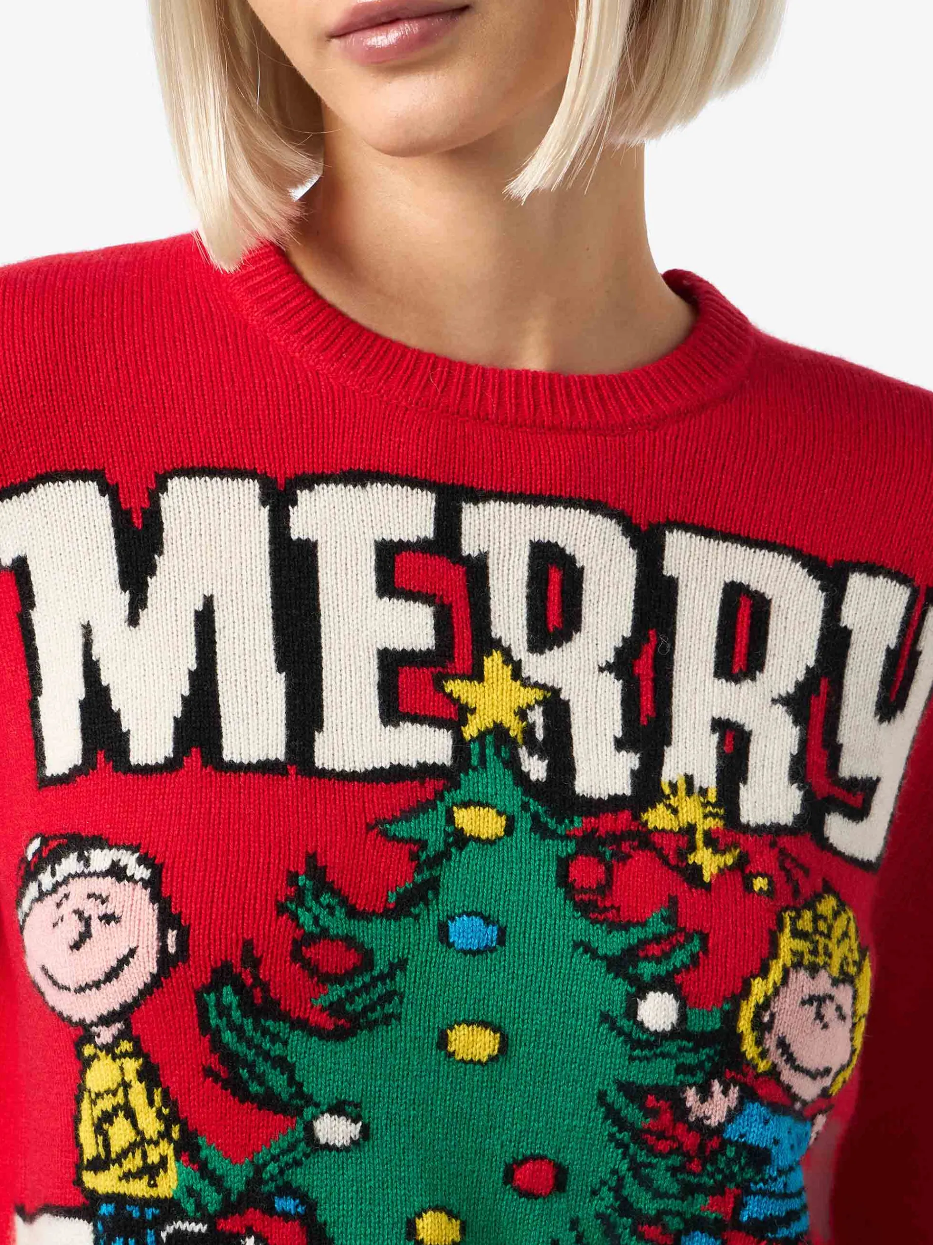 Roter Damenpullover New Queen mit fröhlichem Peanuts-Print | SNOOPY PEANUTS SPECIAL EDITION