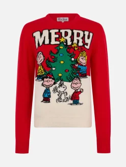 Roter Damenpullover New Queen mit fröhlichem Peanuts-Print | SNOOPY PEANUTS SPECIAL EDITION