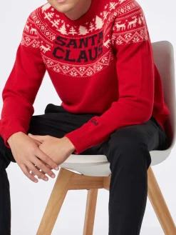 Roter Herrenpullover im norwegischen Stil