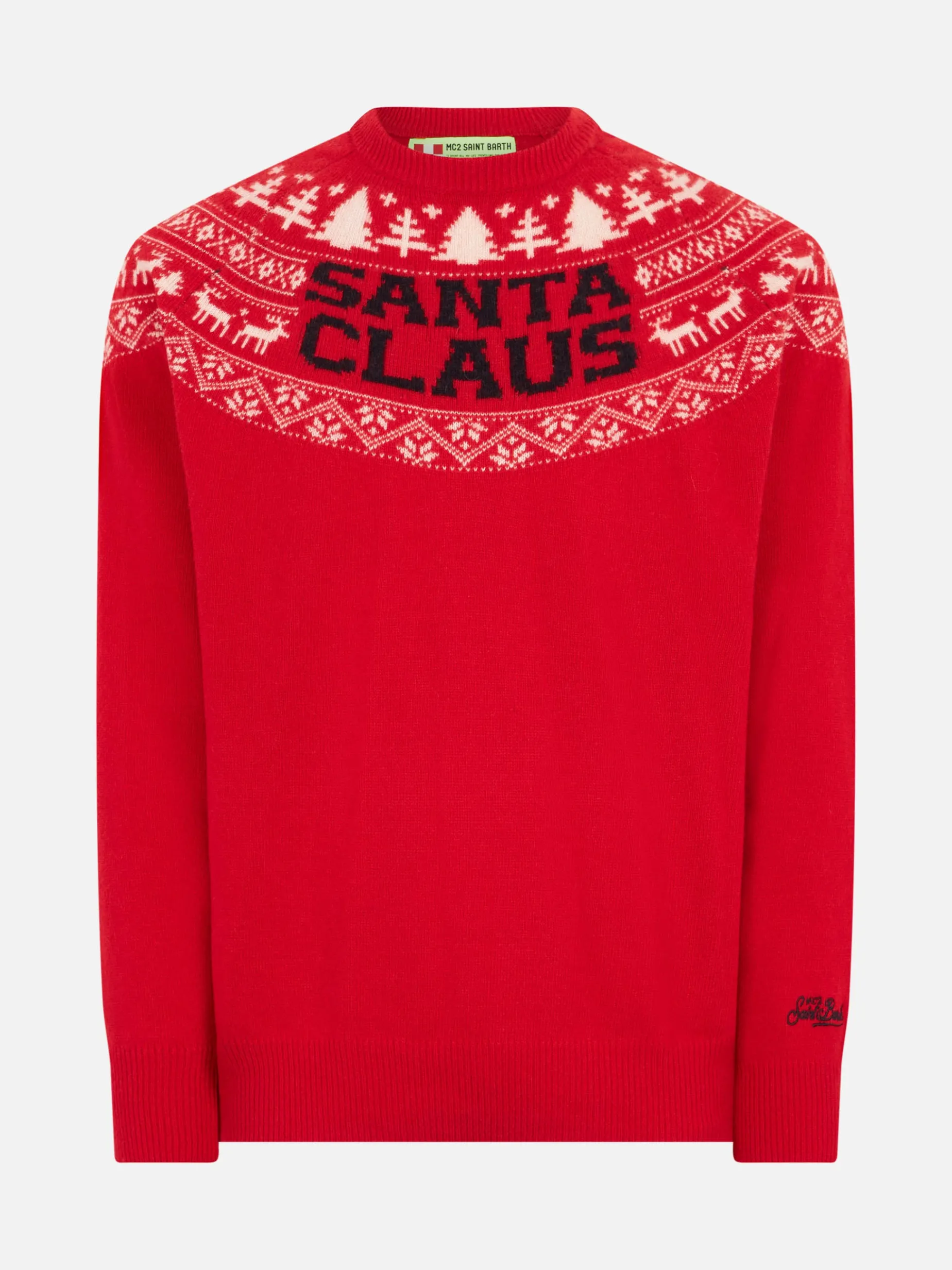 Roter Herrenpullover im norwegischen Stil