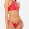 Roter Neckholder-Bikini für Damen