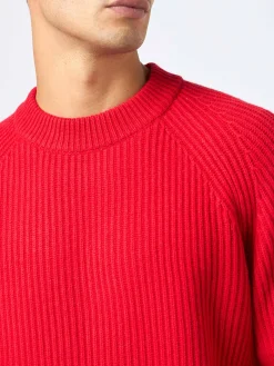 Roter Rippenpullover für Herren Marine