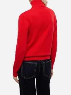 Roter Rollkragenpullover für Damen Moody