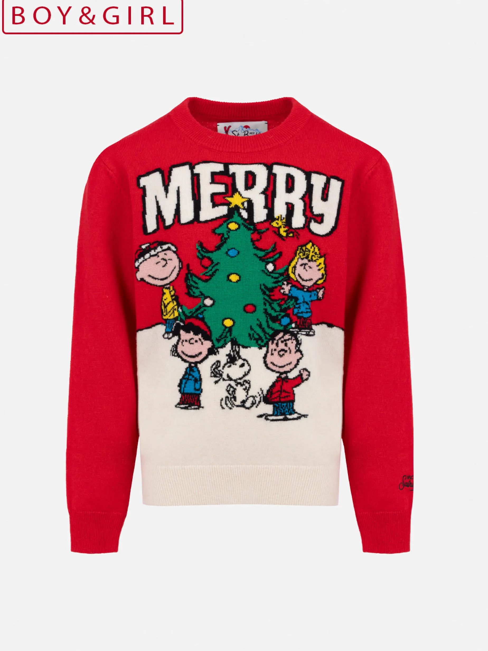 Roter Rundhalspullover Douglas mit Penauts-Print | SNOOPY PEANUTS SPECIAL EDITION