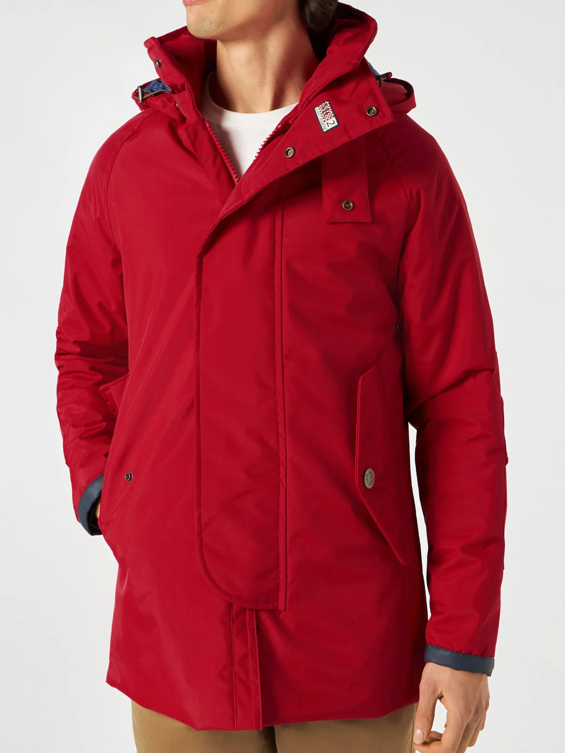 Roter Voyager-Parka für Herren mit Kapuze