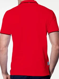 Rotes Piquet-Polo mit St. Barth-Karologo