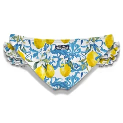 Rüschen-Badehose für Mädchen mit Barock-Print
