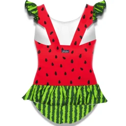 Rüschen-Einteiler-Badeanzug für Mädchen mit Wassermelonen-Print