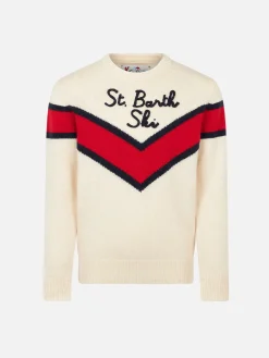 Rundhalspullover für Jungen mit Saint-Barth-Ski-Stickerei